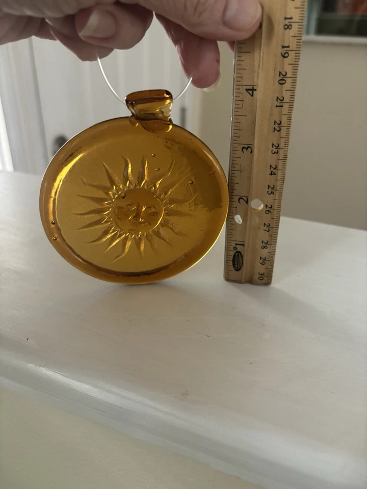 Atrapasol de vidrio Blenko ámbar grande, arte de ventana cara al sol Foto 1 de 1