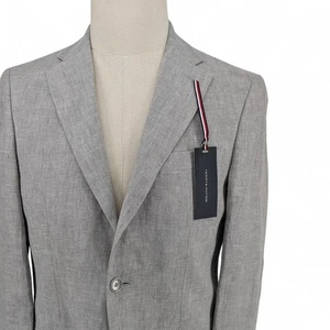 Tommy Hilfiger Men's Modern-Fit 100% Linen Sport Coat Blazer Jacket Grey 44 R - Picture 1 of 7