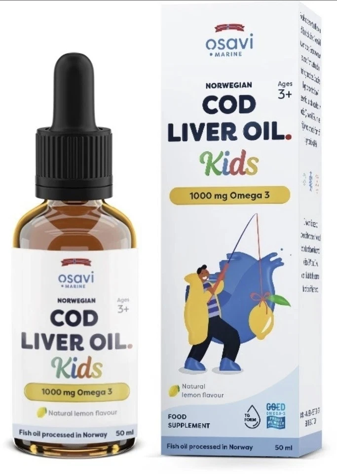 Norwegian Cod Liver Oil Kids 1000mg Omega 3 Lemon 50ml Osavi