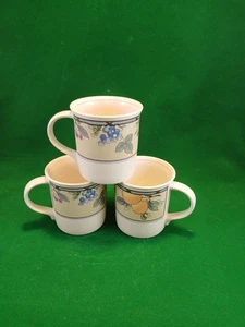 VINTAGE MIKASA INTAGLIO GARDEN HARVEST CAC293 SET OF 3 COFFEE, TEA MUG 2 1/2" T. - Picture 1 of 6