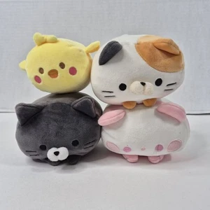 Menge 4 gemischte Plüsch Chickiroll Mochi Fuwa braune Katze rosa Panda grau Katze - Bild 1 von 23