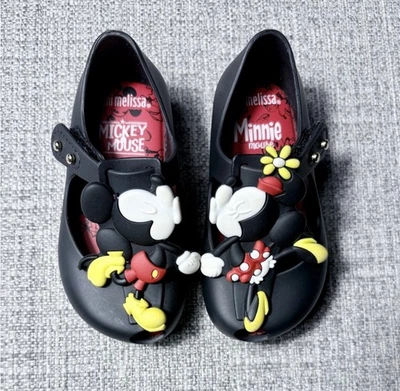 Mini Melissa Disney Zapatos de Beso Mickey & Minnie Mary Jane Niñas 6💛💥 Foto 1 de 4