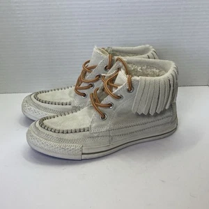 CONVERSE "CTAS FRANSEN" ALL STAR HI TOP BEIGE WILDLEDER FELL GEFÜTTERT STIEFEL SCHUHE US 5,5 - Bild 1 von 8