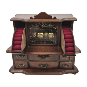 Antike Gorham Schmuckschatulle mit Spieluhr und auffälligen Glocken Sankyo Orchester Orgel - Bild 1 von 7