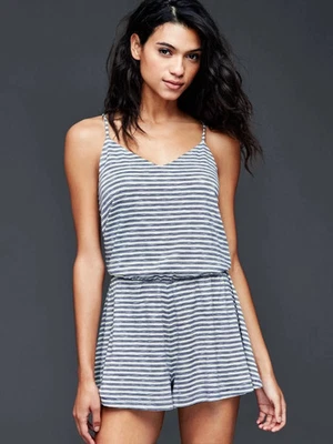 Mono Mameluco Gap Azul Rayas Cami Espalda Corredora #240548 ¡NUEVO CON ETIQUETAS! M Medium Foto 1 de 3