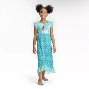 Disney Girls The Little Mermaid Teal Fantasy Nightgown XS Size 4-5 - Picture 1 of 5