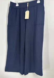 Elie Tahari Women’s Ponte Knit Elastic Waist Wide Leg Pants Navy Blue Sz XL - Picture 1 of 3