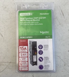 New Square D HOM115PDF Homeline, 15A, 1P, GFCI, Plug On Circuit Breaker - Picture 1 of 2