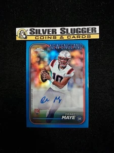 Drake Maye Topps 2024 cromo refractor azul verdadero automático/150 RC pats coincidencia de color - Imagen 1 de 2