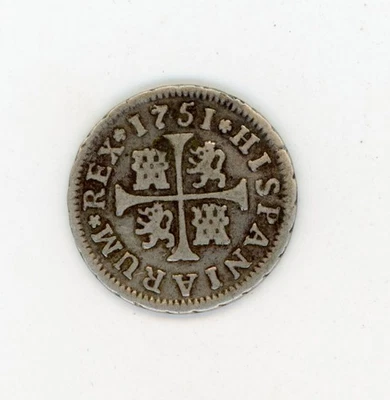 Spain España 1/2 Real 1751 Madrid JB KM 370.1 VF - Image 1 of 2