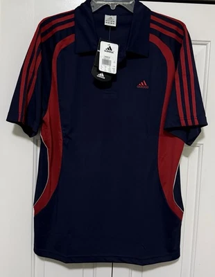 Adidas Men’s Athletic Fit XL (22” Chest) Blue Red Polyester NWT Polo Shirt - Image 1 of 4