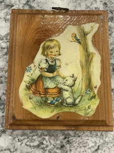 Targa da parete vintage in legno laccato, bambina - Foto 1 di 5