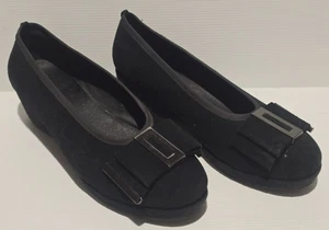 Django & Juliette Isabella Black Wedge Shoes Size 37 - Imagen 1 de 14