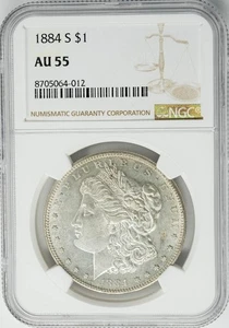 1884-S Morgan Silver Dollar $ AU55 NGC 950571-75 - Picture 1 of 3