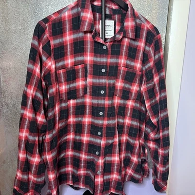 Sonoma Mens Plaid Flannel Button Down Shirt XL Red Black Casual Soft - Image 1 of 4