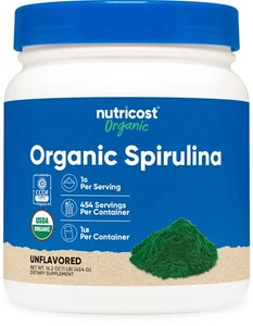 Nutricost Organic Spirulina Powder 454 Grams (1LB) - 1g Per Serving, 454 Serving - Picture 1 of 5