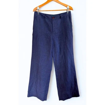 Pantalones de pierna ancha de lino Lauren Ralph Lauren Andover para mujer 10 pantalones sueltos preppy Foto 1 de 4