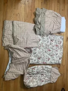 CRIB SET Skirt, Quilt, 2pc Curtain~ , toile, chenille, brick red BananaFish - Picture 1 of 4
