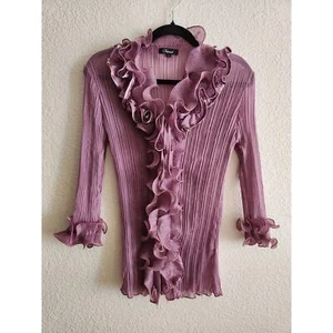 y2K Daniel Women's Ruffle Button Up Blouse Lg - Picture 1 of 10