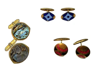 3 Paar True Vintage Manschettenknöpfe  Emaille  Mid Century Cufflinks _ Nr.232 - Bild 1 von 6