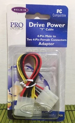 Belkin Pro Series F2N503 Drive Power “Y” Cable 4 Pin Male to Two 4 Pin Female - Image 1 of 3