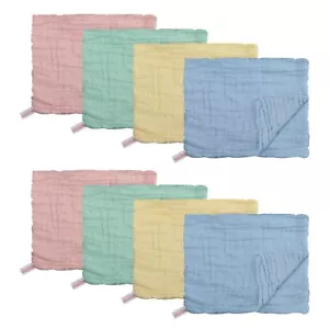 Muslin Burp Cloths 8 Pack Cotton Hand Washcloths 6 Layers Perfect for Baby Mu... - Picture 1 of 7