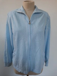 Draper's & Damon's Petites Zip Jacket Size PS Long Sleeves Blue White Stripe - Picture 1 of 14