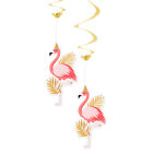 Pack of 2 Flamingo Swirls Hanging Party Decorations - Hawaiian Summer Theme  New