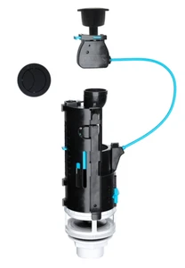 Dual Flush Toilet Syphon Valve Universal 2" & 1.5" Base & BLACK Push Button - Picture 1 of 7