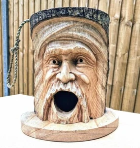Madera Tallada a Mano Bosque Verde Hombre Pájaro Casa Jardín Anidación Árbol Caja Colgante - Imagen 1 de 12