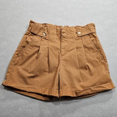 Pantalones Cortos Liz Claiborne Mezcla de Lino Para Mujer 8P Pequeño Naranja Cintura Alta Volantes Top Foto 1 de 4