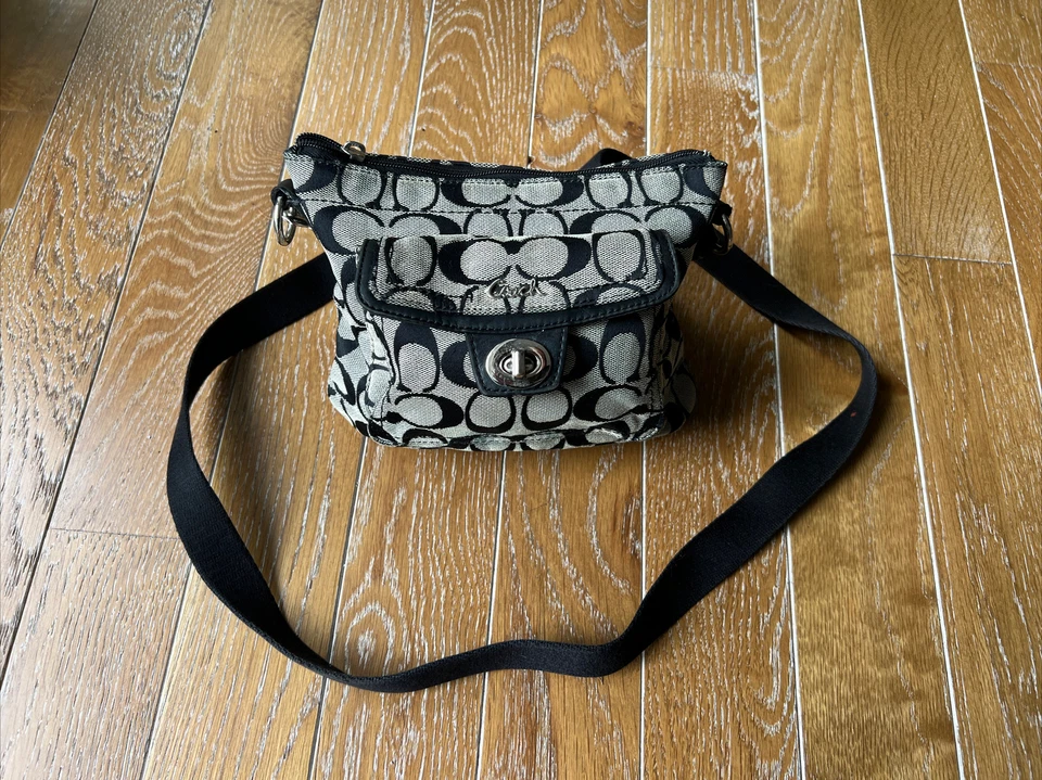 Bolso Bandolera COACH De Colección Cuero Marrón Y Tostado Logo Cartera de Hombro Foto 1 de 4