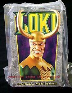 Loki Bust Statue New 2002 Sealed Bowen Designs Marvel Comics Thor  Amricons