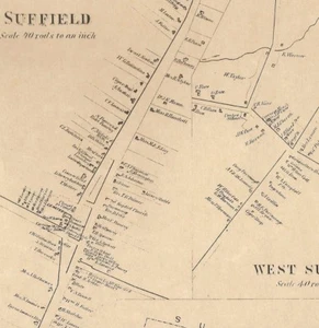 Mapas Suffield Thompsonville Congamond Lake CT 1869 con nombres de propietarios mostrados - Imagen 1 de 4