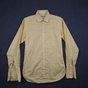 PAKEMAN CATTO & CARTER Shirt Mens 15 Yellow Check Cotton Long Sleeve French Cuff - Picture 1 of 9