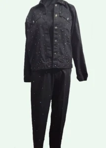 Vintage Mili Designs Black with Rhinestone 2 Piece Pant and Jacket Women's Small - Bild 1 von 10