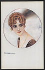 Early Italian Art Postcard: Art Deco Glamour. Fashion. Feather Hat.Tito Corbella