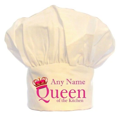 PRESENT2FUTURE PERSONALISIERTE KRONENKÖNIGIN DER KÜCHE DRUCK KÖCHE MÜTZE BBQ 100 % POLYESTER GESCHENK