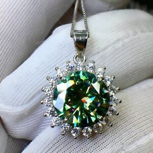 Elegant Certified 20 ct Lab Created Greenish Blue Diamond Pendant In 925 VVS1