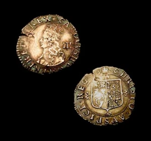 X184: Sehr schön + Charles II gehämmertes Silber Stuart Threepence - im Crown, Spink 3325. - Bild 1 von 1
