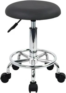Ergonomic Rolling Stool PU Leather Stool on Wheels Swivel Height Adjustable Stoo - Picture 1 of 8