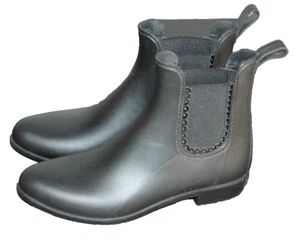 Jack Rogers Pull on Ankle Rainboots Sallie Chelsea Black Rubber Cutout Size US 8 - Picture 1 of 5