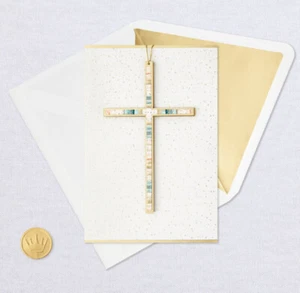 Hallmark Blank Card by Signature ~ Removable Hand painted Watercolor Cross - Picture 1 of 4