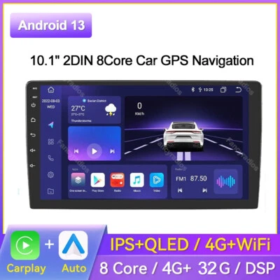 10.1" 8Core Car Stereo Android 13.0 2DIN Radio GPS NAVI Wireless CarPlay 4+32GB - Image 1 of 4