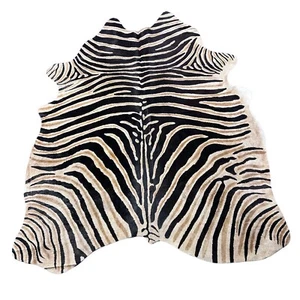 Dark Genuine Zebra Cowhide Rug (1 patch) Size: 7x5.5 feet D-834 - Picture 1 of 4