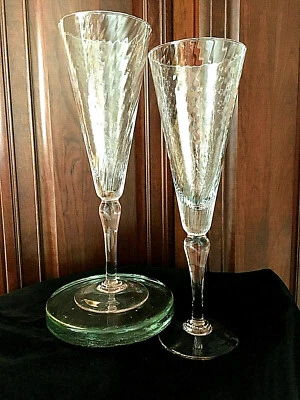 Pair Mega GIANT 40oz/16'' Tall CHAMPAGNE Toasting FLUTES Clear Crystal/Pink Stem - Image 1 of 4