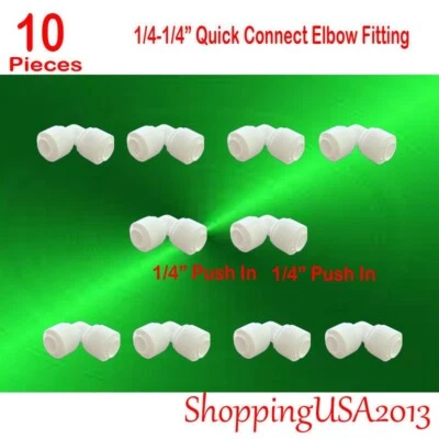 10 Pcs 1/4"-1/4" Quick Connect Elbow Connector Fittings Push In RO Water Filter - Image 1 of 4