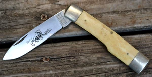 Vintage Parker Cut. Co BIG LOU Fox Quail Etched Slip-joint Folding Knife Japan - Picture 1 of 9