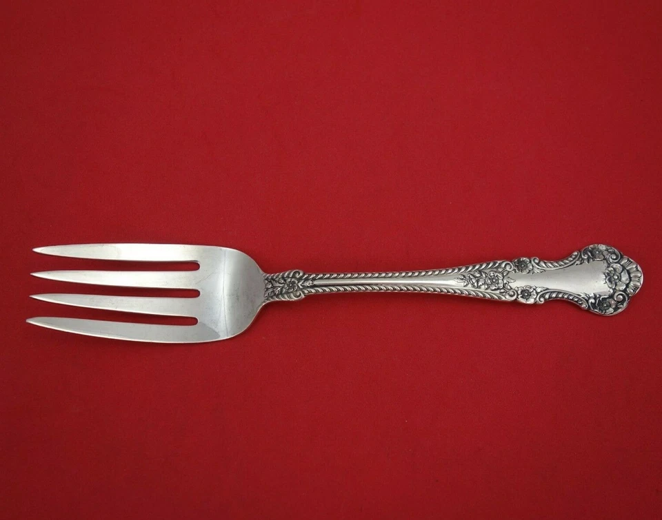 Garfo de carne fria prata esterlina English Rose by Durgin grande 8 1/2" porção - Imagem 1 de 2