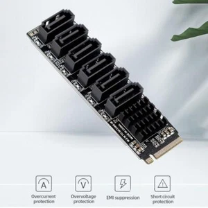 Tarjeta adaptadora M.2 NVMe PCI-E a 6 puertos SATA 3.0 ASM1166 6Gbps expansión PC - Imagen 1 de 23